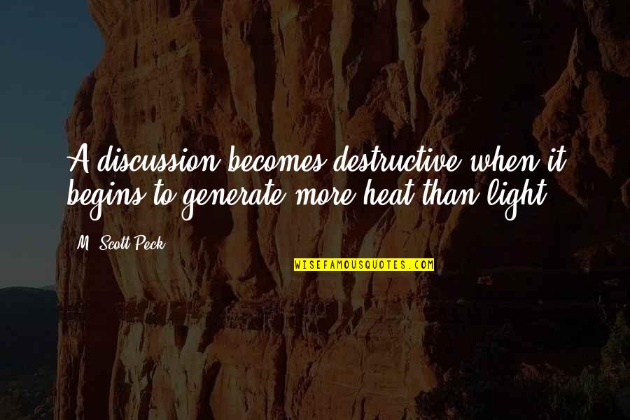 Generate Quotes By M. Scott Peck: A discussion becomes destructive when it begins to