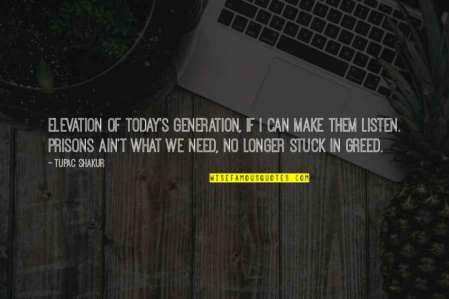 Generations's Quotes By Tupac Shakur: Elevation of today's generation, if I can make
