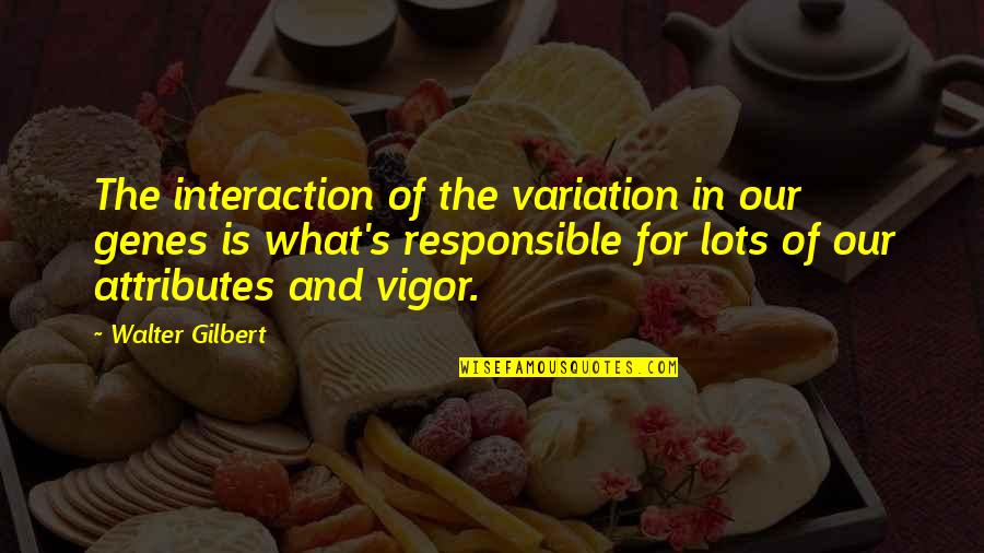 Genes Quotes By Walter Gilbert: The interaction of the variation in our genes