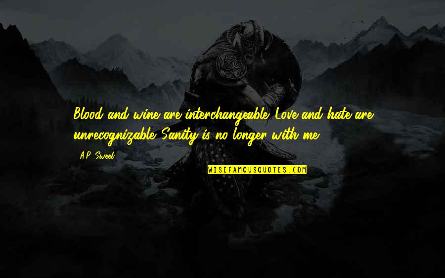 Genesis Butler Quotes By A.P. Sweet: Blood and wine are interchangeable. Love and hate Genesis Butler Quotes By A.P. Sweet: Blood and wine are interchangeable. Love and hate
