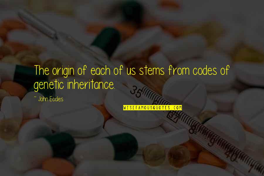 Genetic Codes Quotes By John Eccles: The origin of each of us stems from