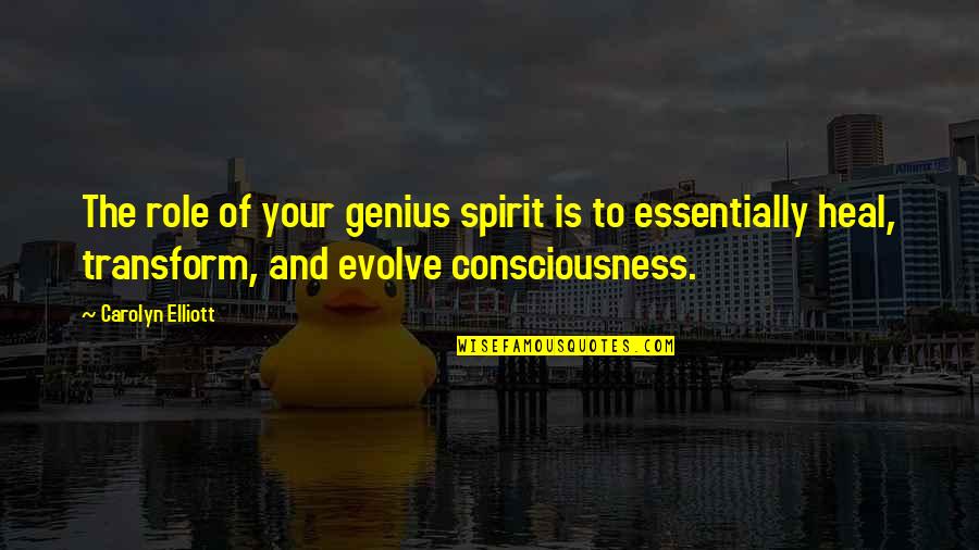 Genius And Creativity Quotes By Carolyn Elliott: The role of your genius spirit is to