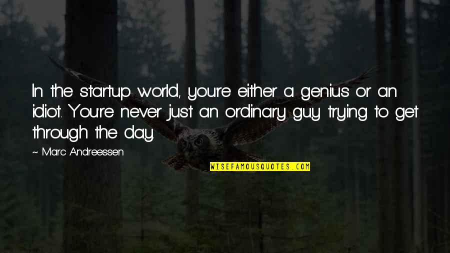 Genius And Idiot Quotes By Marc Andreessen: In the startup world, you're either a genius