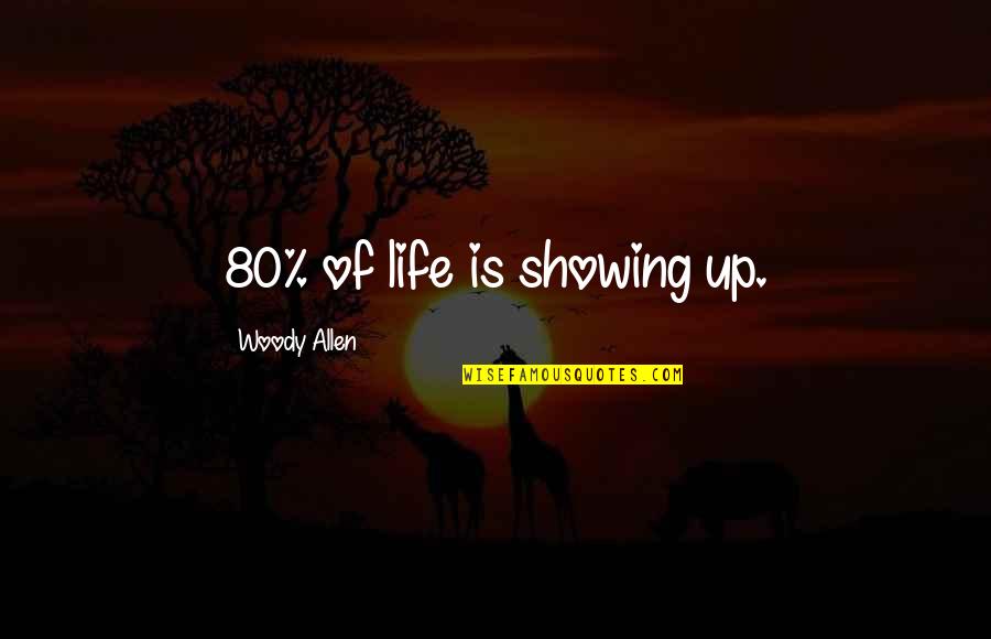 Genius But Funny Quotes By Woody Allen: 80% of life is showing up.