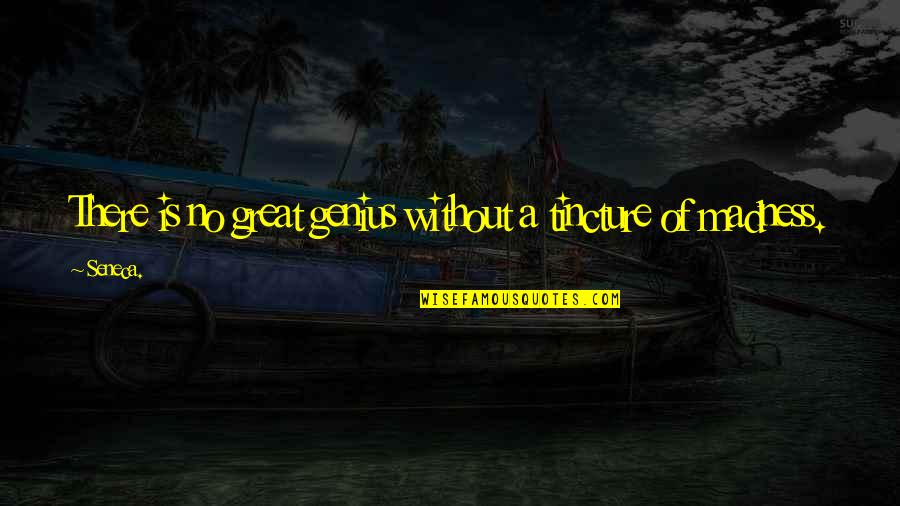 Genius Madness Quotes By Seneca.: There is no great genius without a tincture