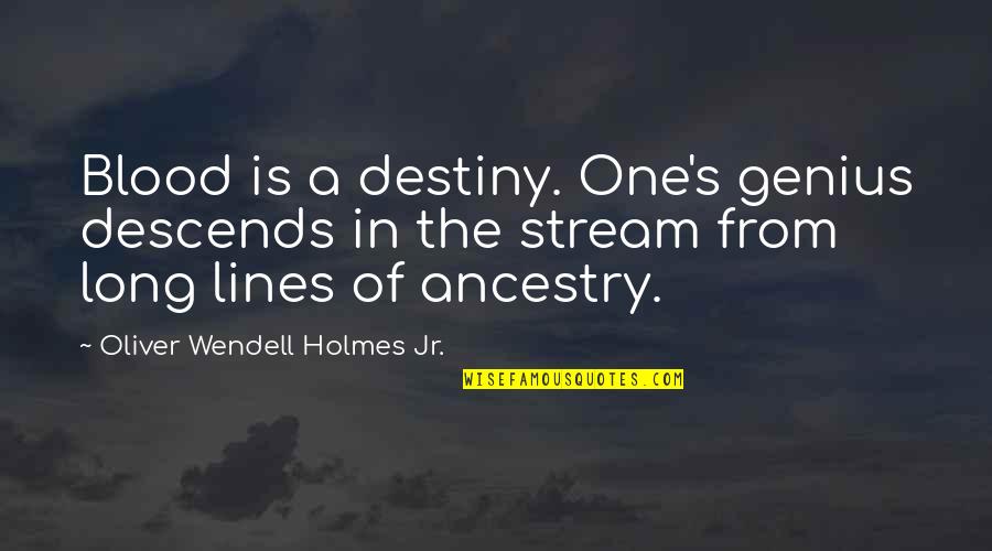 Genius's Quotes By Oliver Wendell Holmes Jr.: Blood is a destiny. One's genius descends in
