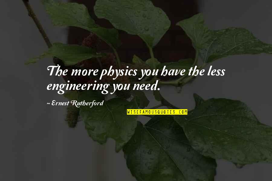 Genoma Nutritionals Quotes By Ernest Rutherford: The more physics you have the less engineering