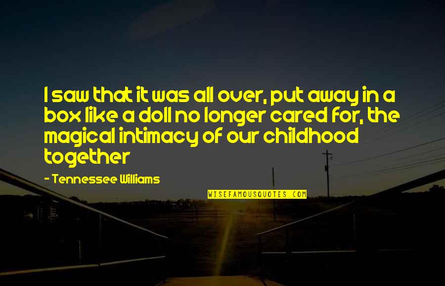 Genorosity Quotes By Tennessee Williams: I saw that it was all over, put Genorosity Quotes By Tennessee Williams: I saw that it was all over, put