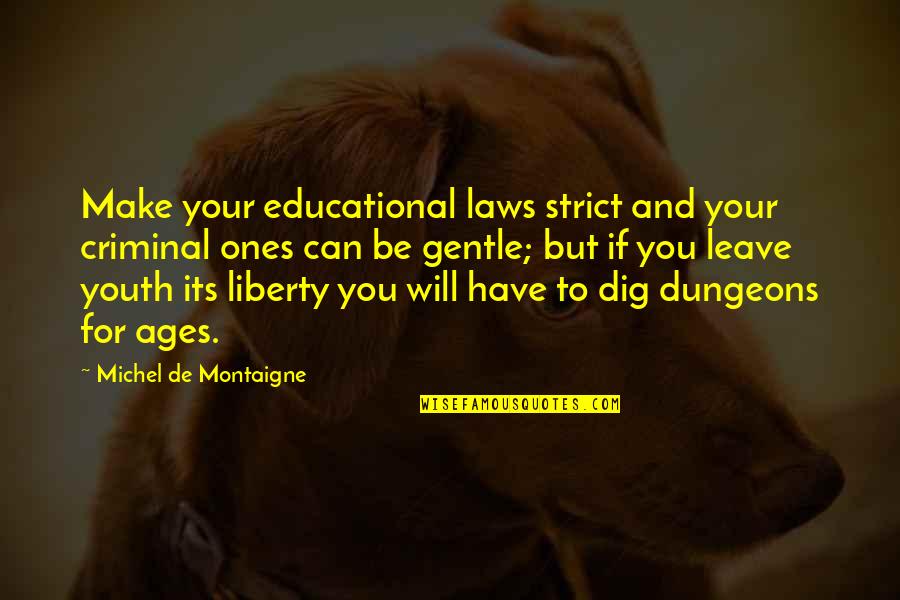 Gentle Criminal Quotes By Michel De Montaigne: Make your educational laws strict and your criminal Gentle Criminal Quotes By Michel De Montaigne: Make your educational laws strict and your criminal