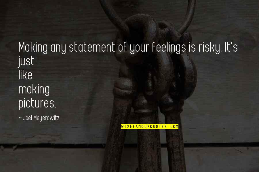 Gentleman Rules Quotes By Joel Meyerowitz: Making any statement of your feelings is risky.