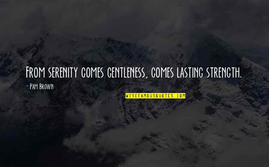 Gentleness And Strength Quotes By Pam Brown: From serenity comes gentleness, comes lasting strength.