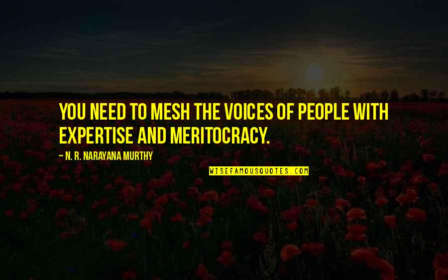 Gentleroach Quotes By N. R. Narayana Murthy: You need to mesh the voices of people