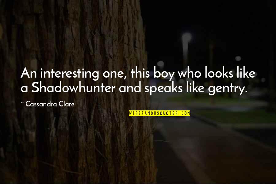 Gentry's Quotes By Cassandra Clare: An interesting one, this boy who looks like Gentry's Quotes By Cassandra Clare: An interesting one, this boy who looks like