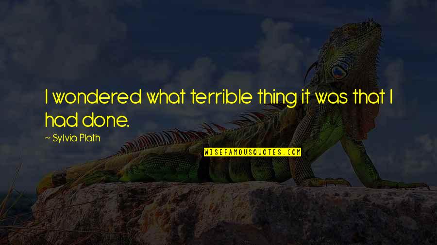 Genuardi Gardens Quotes By Sylvia Plath: I wondered what terrible thing it was that Genuardi Gardens Quotes By Sylvia Plath: I wondered what terrible thing it was that