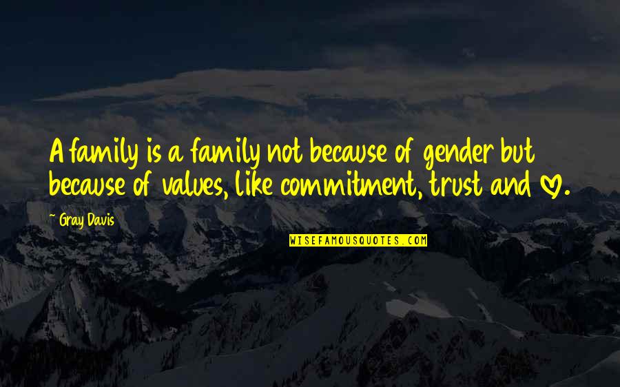 Genuineness Synonym Quotes By Gray Davis: A family is a family not because of