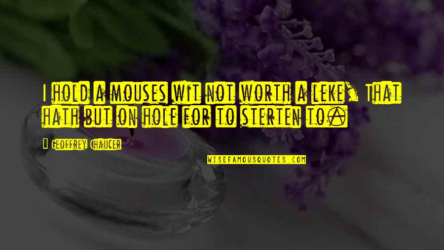 Geoffrey Chaucer Quotes By Geoffrey Chaucer: I hold a mouses wit not worth a