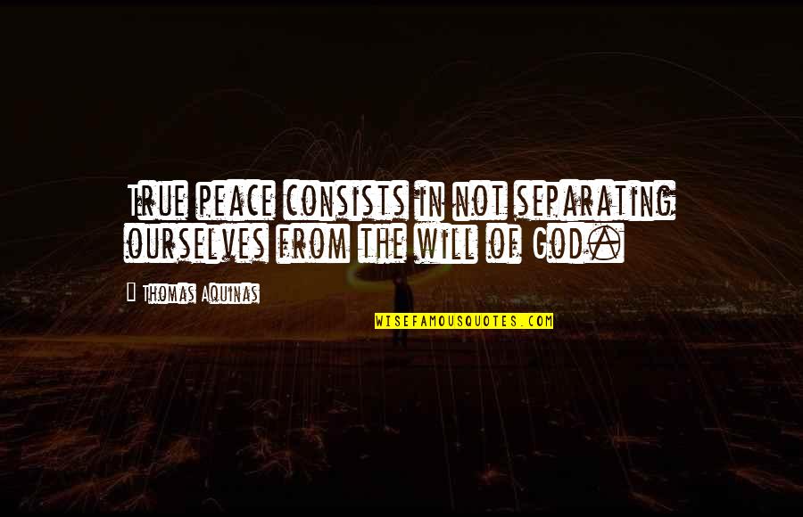 Geoffrey Tennant Quotes By Thomas Aquinas: True peace consists in not separating ourselves from