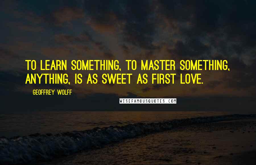 Geoffrey Wolff quotes: To learn something, to master something, anything, is as sweet as first love.