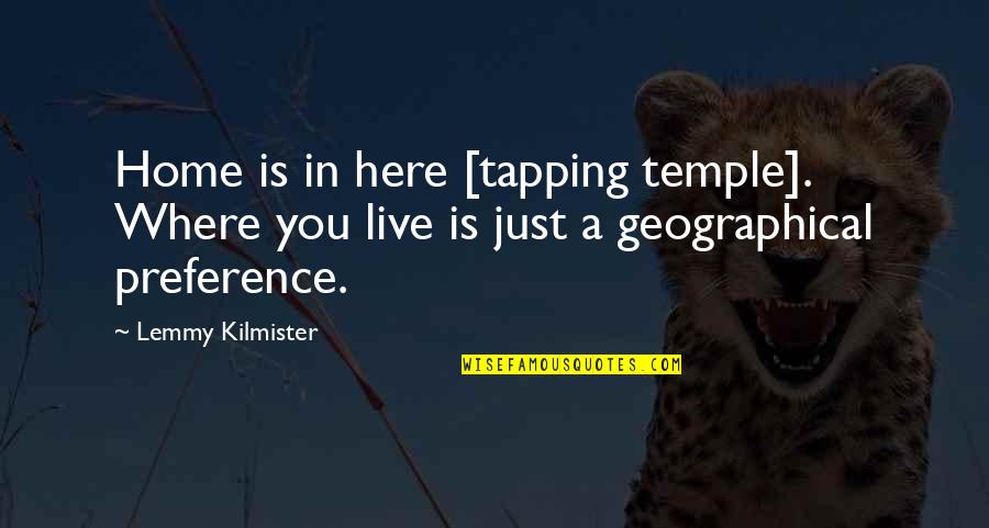 Geographical Quotes By Lemmy Kilmister: Home is in here [tapping temple]. Where you