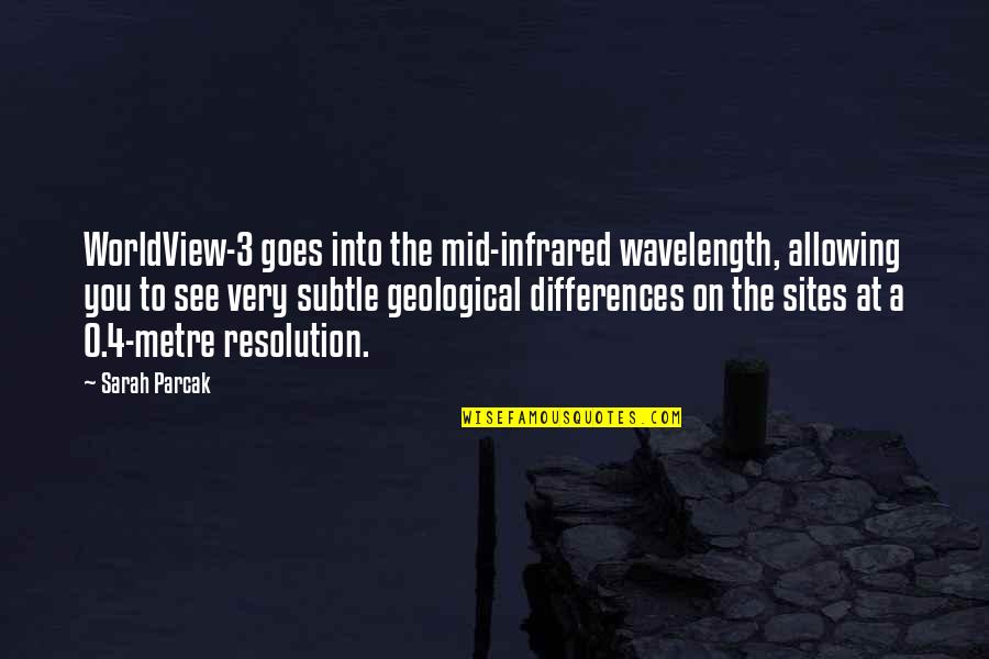 Geological Quotes By Sarah Parcak: WorldView-3 goes into the mid-infrared wavelength, allowing you