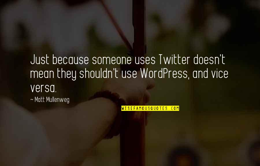 Geomantics Quotes By Matt Mullenweg: Just because someone uses Twitter doesn't mean they