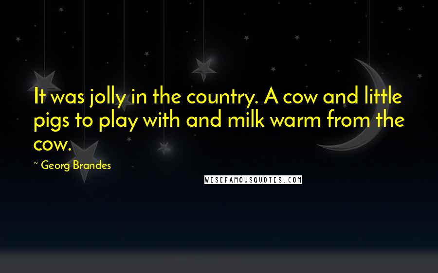 Georg Brandes quotes: It was jolly in the country. A cow and little pigs to play with and milk warm from the cow.