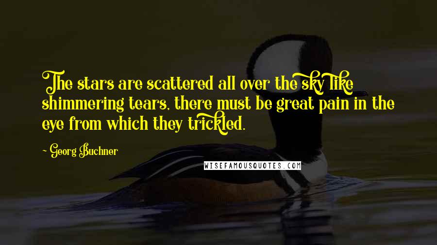 Georg Buchner quotes: The stars are scattered all over the sky like shimmering tears, there must be great pain in the eye from which they trickled. Georg Buchner quotes: The stars are scattered all over the sky like shimmering tears, there must be great pain in the eye from which they trickled.