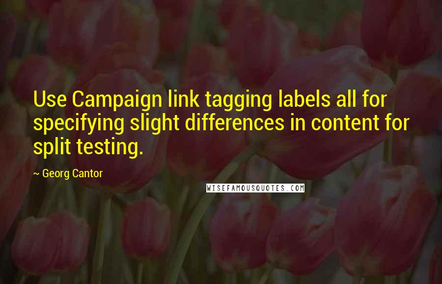Georg Cantor quotes: Use Campaign link tagging labels all for specifying slight differences in content for split testing.