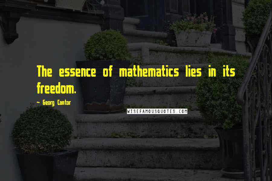 Georg Cantor quotes: The essence of mathematics lies in its freedom.