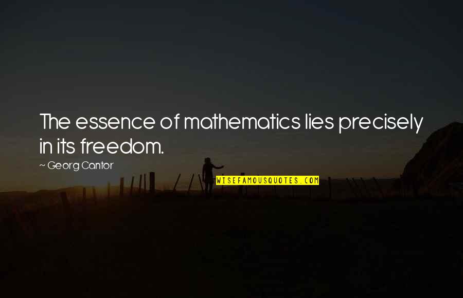 Georg Quotes By Georg Cantor: The essence of mathematics lies precisely in its
