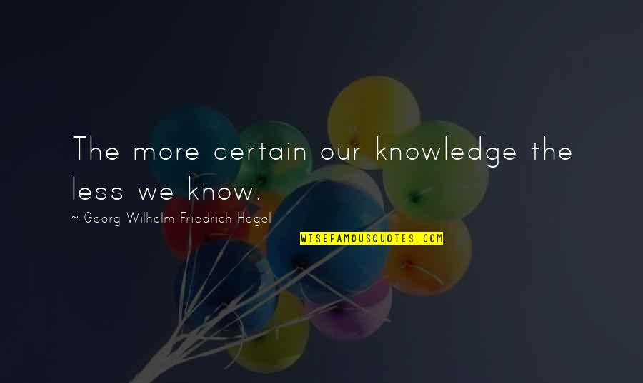 Georg Wilhelm Quotes By Georg Wilhelm Friedrich Hegel: The more certain our knowledge the less we