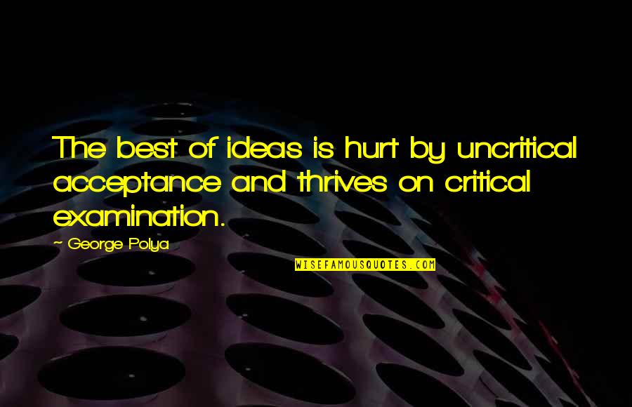 George Best Quotes By George Polya: The best of ideas is hurt by uncritical