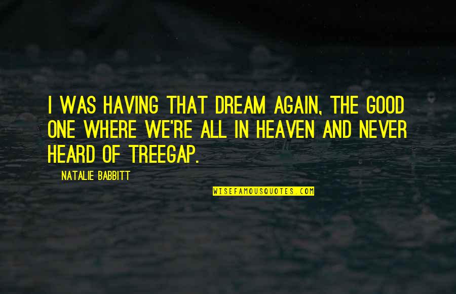 George Biddle Kelley Quotes By Natalie Babbitt: I was having that dream again, the good George Biddle Kelley Quotes By Natalie Babbitt: I was having that dream again, the good
