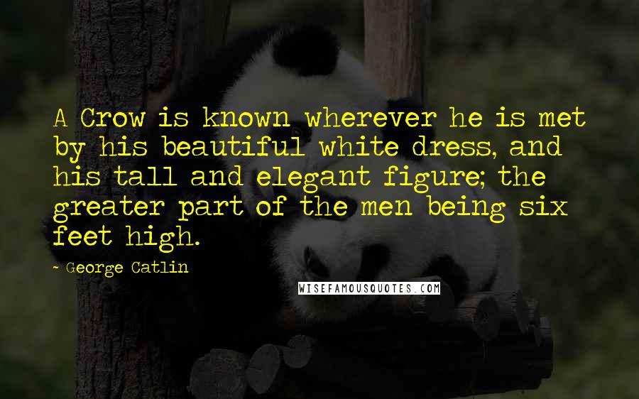 George Catlin quotes: A Crow is known wherever he is met by his beautiful white dress, and his tall and elegant figure; the greater part of the men being six feet high.