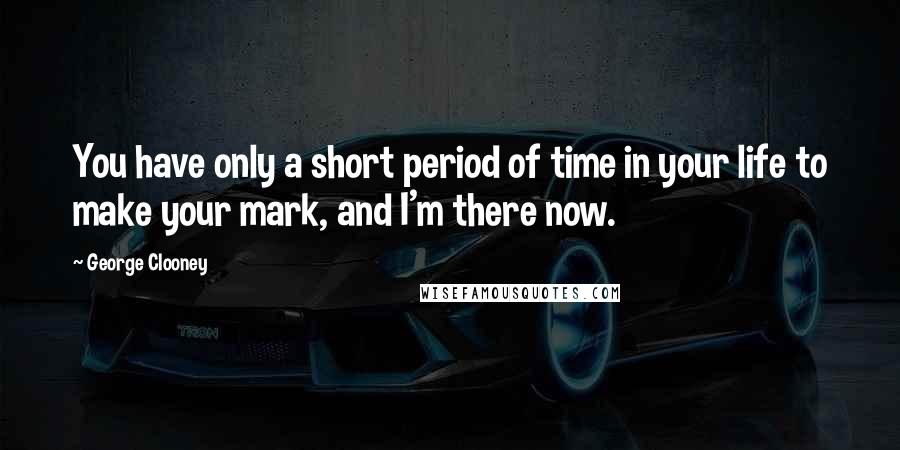 George Clooney quotes: You have only a short period of time in your life to make your mark, and I'm there now.