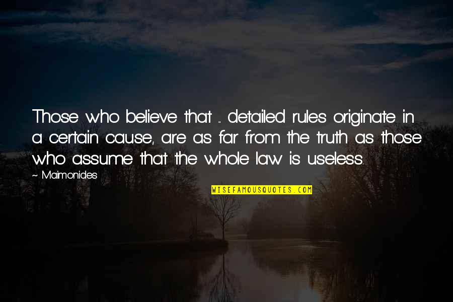 George Curzon Quotes By Maimonides: Those who believe that ... detailed rules originate