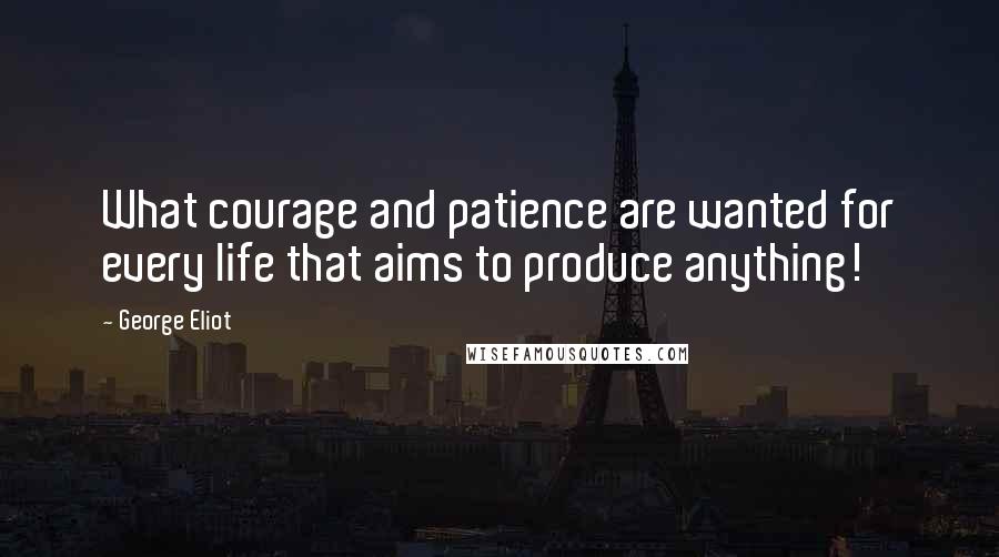 George Eliot quotes: What courage and patience are wanted for every life that aims to produce anything!
