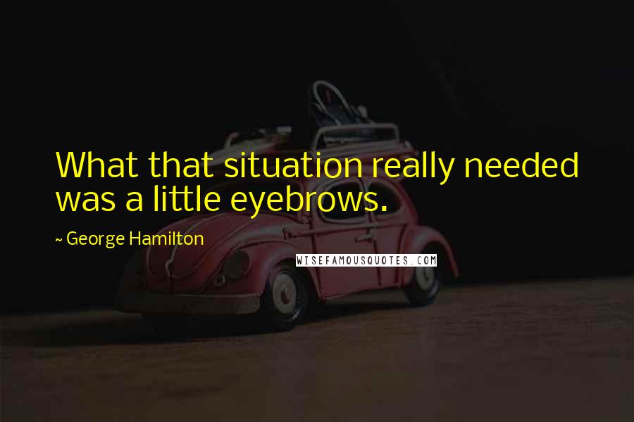 George Hamilton quotes: What that situation really needed was a little eyebrows.