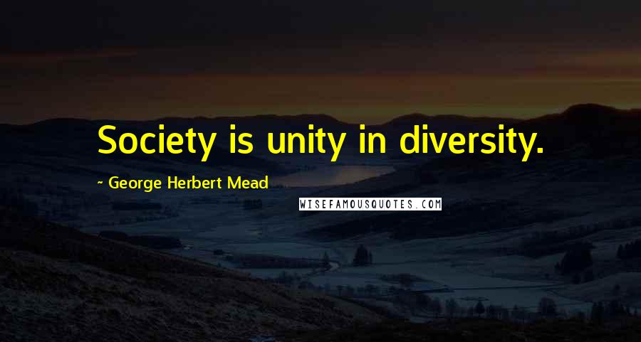 George Herbert Mead quotes: Society is unity in diversity.