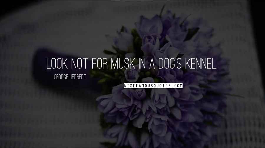 George Herbert quotes: Look not for musk in a dog's kennel.