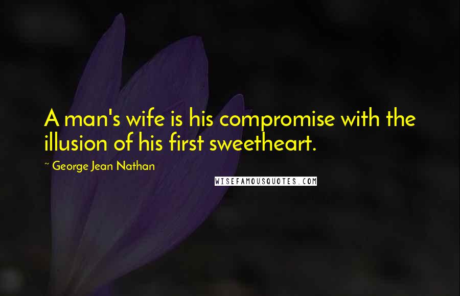 George Jean Nathan quotes: A man's wife is his compromise with the illusion of his first sweetheart.