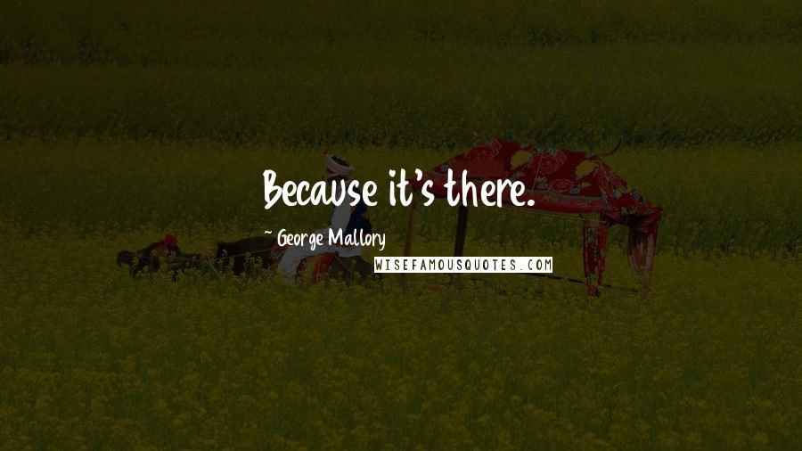 George Mallory quotes: Because it's there.