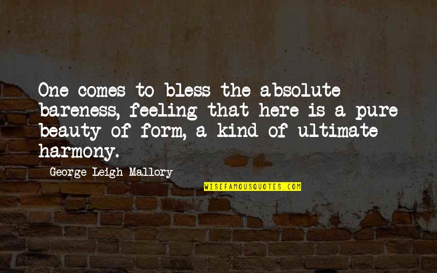 George Mallory Quotes By George Leigh Mallory: One comes to bless the absolute bareness, feeling