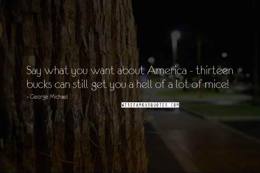 George Michael quotes: Say what you want about America - thirteen bucks can still get you a hell of a lot of mice!