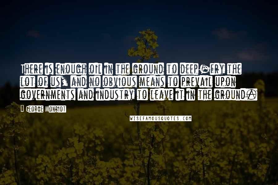 George Monbiot quotes: There is enough oil in the ground to deep-fry the lot of us, and no obvious means to prevail upon governments and industry to leave it in the ground.