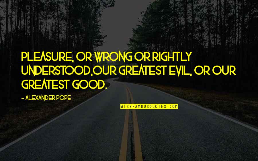 George Noverre Quotes By Alexander Pope: Pleasure, or wrong or rightly understood,Our greatest evil,