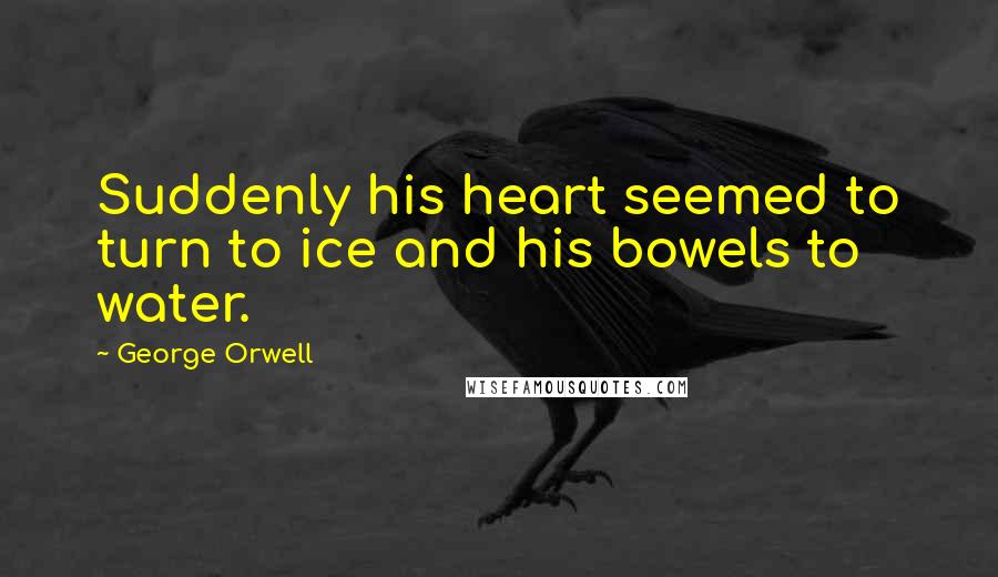 George Orwell quotes: Suddenly his heart seemed to turn to ice and his bowels to water.