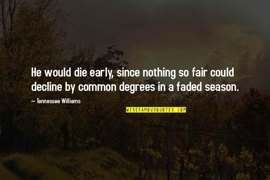 George Patton Reincarnation Quotes By Tennessee Williams: He would die early, since nothing so fair George Patton Reincarnation Quotes By Tennessee Williams: He would die early, since nothing so fair