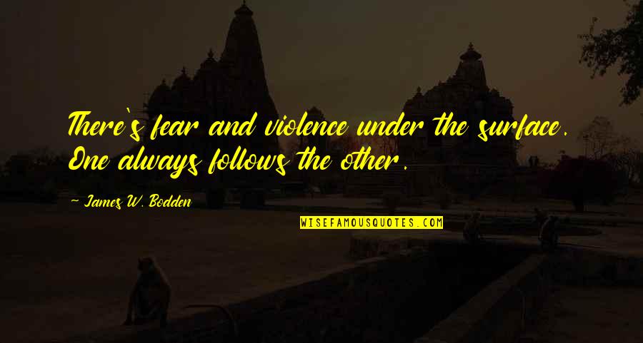 George Peterson Quotes By James W. Bodden: There's fear and violence under the surface. One