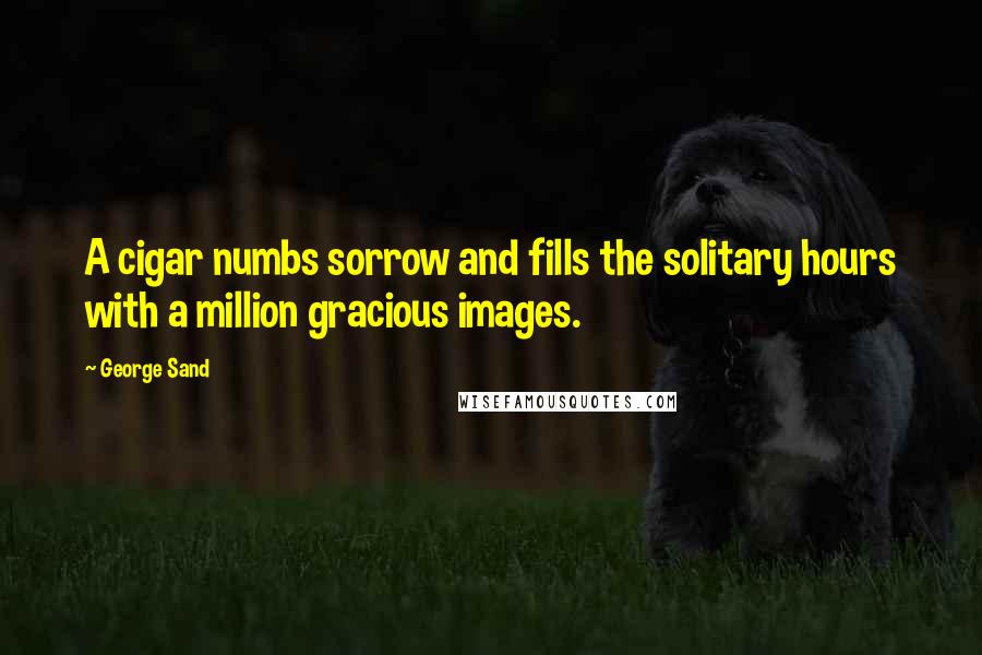 George Sand quotes: A cigar numbs sorrow and fills the solitary hours with a million gracious images.